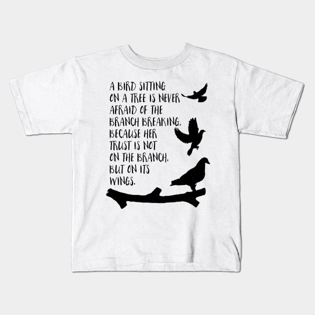 A Bird sitting on a tree Kids T-Shirt by deificusArt